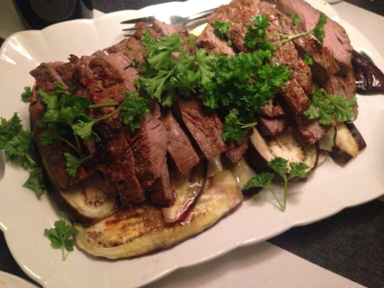Glutenfri marinade – flanksteak på aubergine